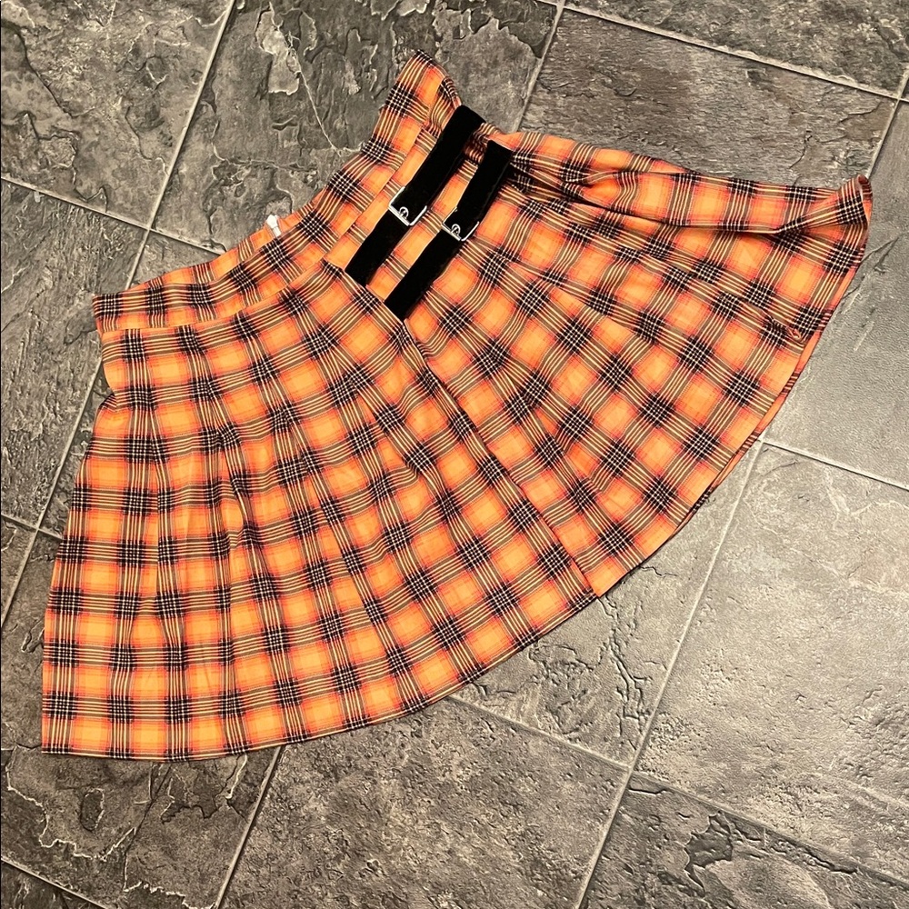 Tartan Kilt Mini Skirt Buckle Detail Y2K Preppy Cottage Coastal Plaid Curve 1XL
